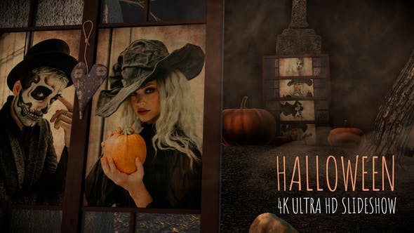 Videohive Halloween slideshow in a foggy old cemetery 33960240
