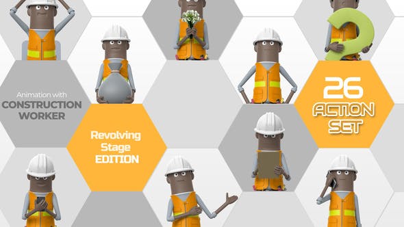 Videohive 26 Action Set Construction Worker 33966279