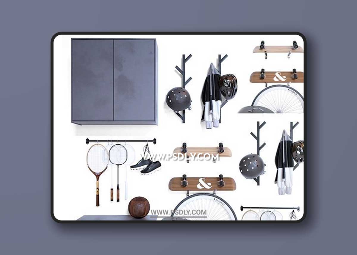 Storage of sports equipment in the hallway 3d Models