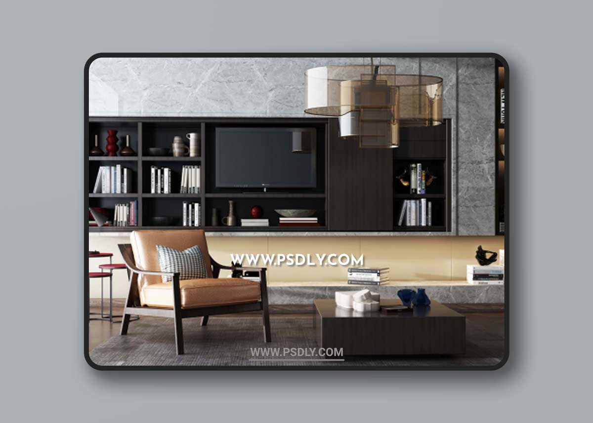 TV wall bookcase living room decoration design 3D Models