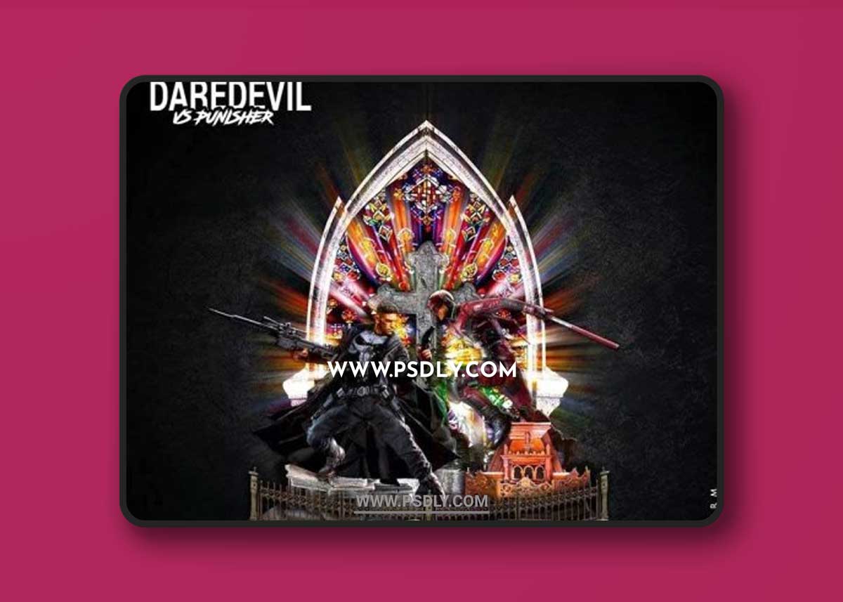 The Punisher and Daredevil Diorama from Marvel 3D Models