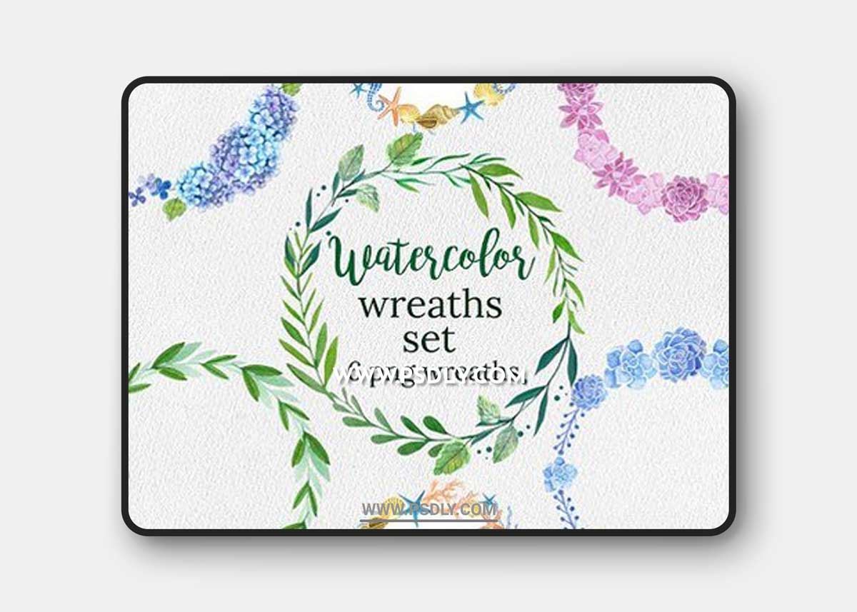Watercolor Wreaths SetWatercolor Wreaths Set