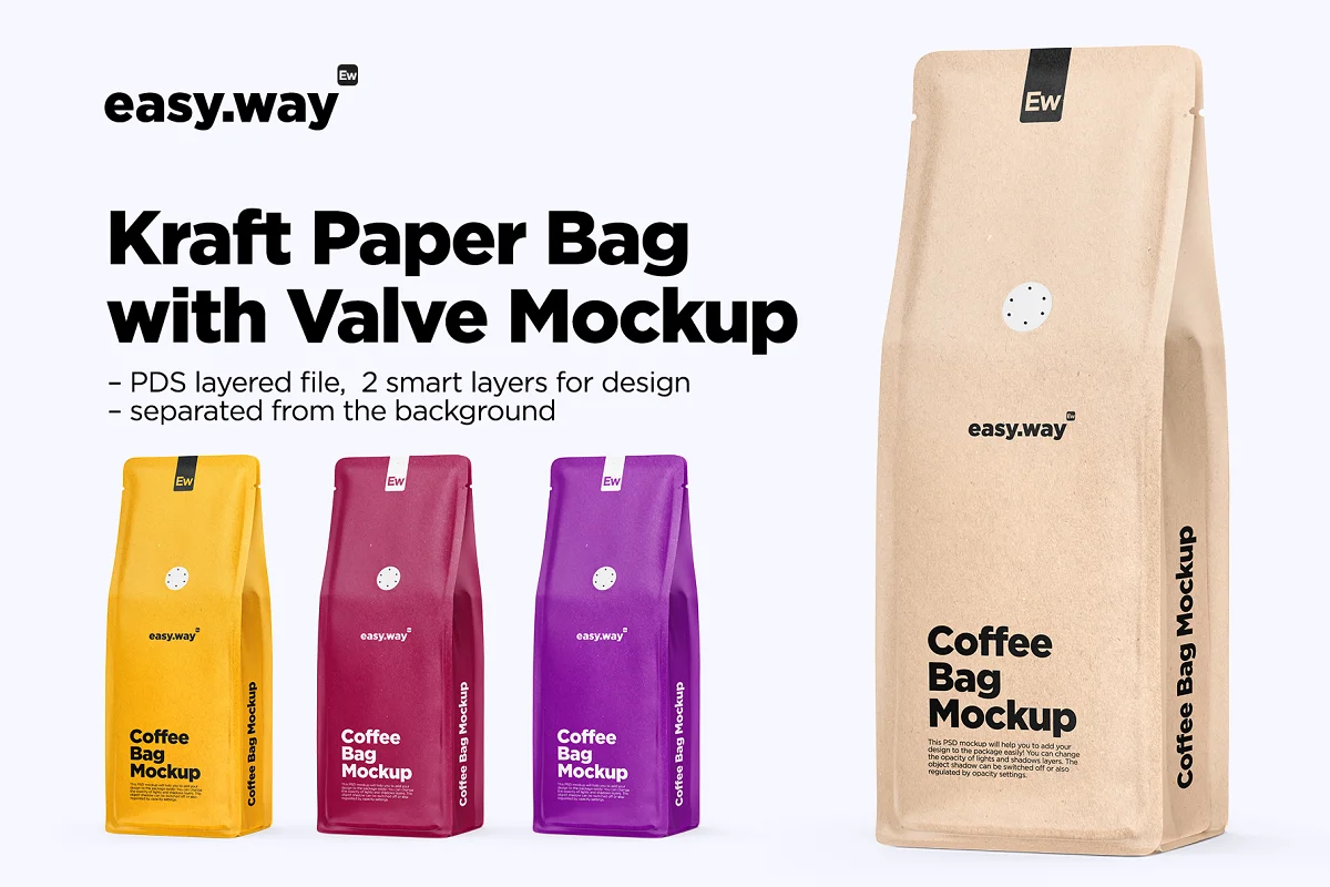 CreativeMarket - Kraft Paper Bag with Valve Mockup 5975344