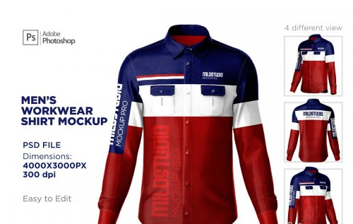 CreativeMarket - Men's workwear shirt set mockup 6359632