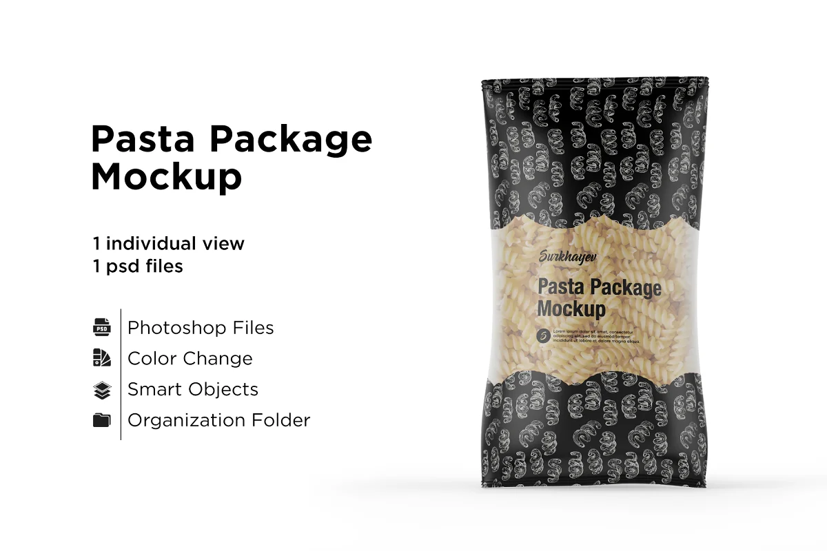 CreativeMarket - Pasta Package Mockup 5436879