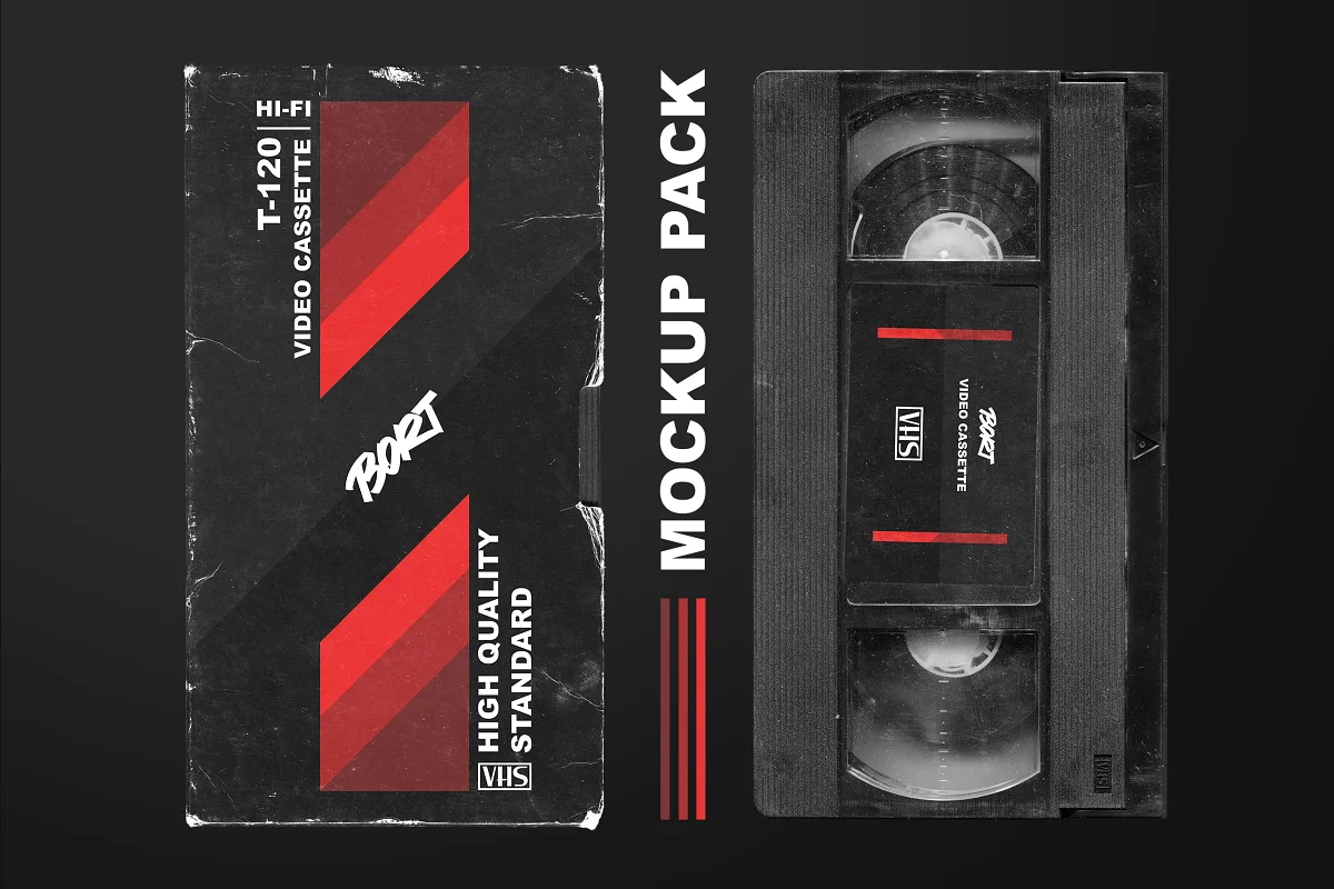 CreativeMarket - OLD VHS video cassette mockup pack 6473293