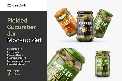 CreativeMarket - Pickled Cucumber Jar Mockup Set 5940784