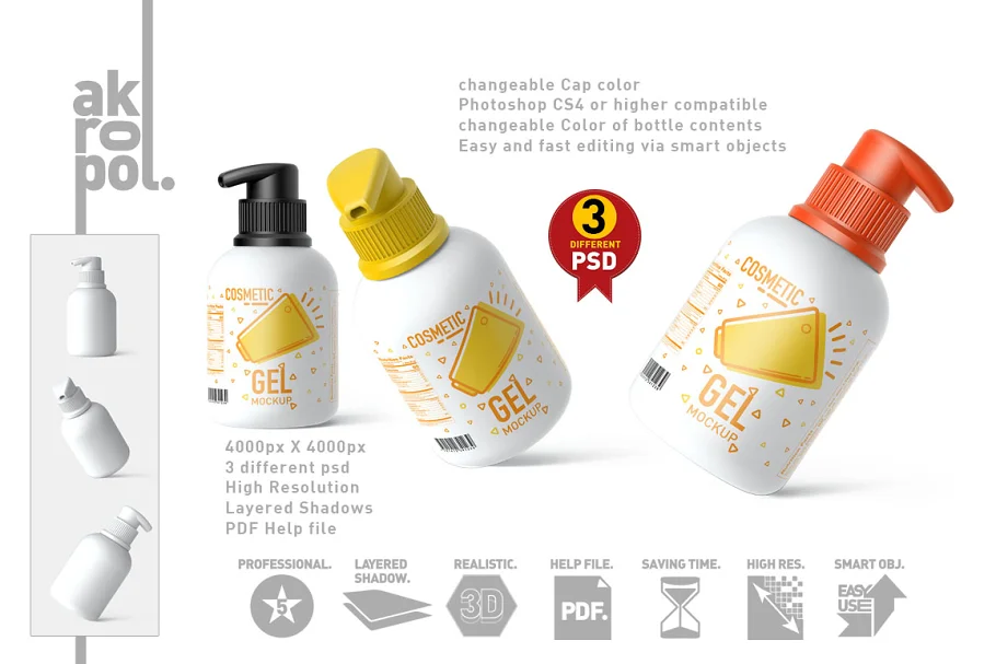 CreativeMarket - Bottle Cosmetic Mockup 6102772