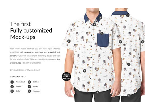 CreativeMarket - Men Shortsleeve Shirt Mock-ups 6411955