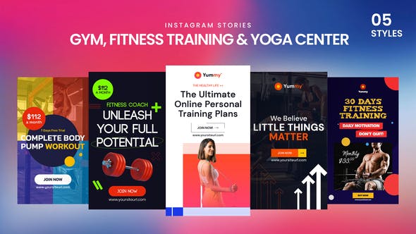 Videohive Gym, Fitness Training & Yoga Center Instagram Stories 33860060