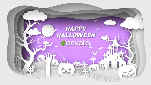 Videohive Paper Cut Halloween Wishes 34291649