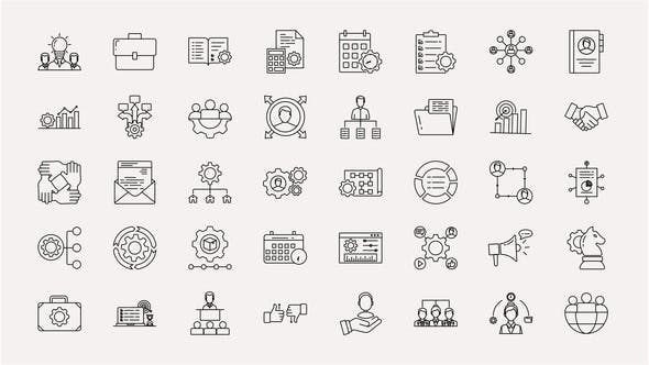 Videohive Management Line Icons 34462656