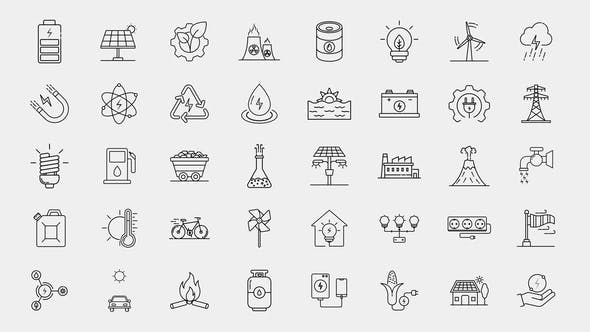 Videohive Energy Line Icons 34368677