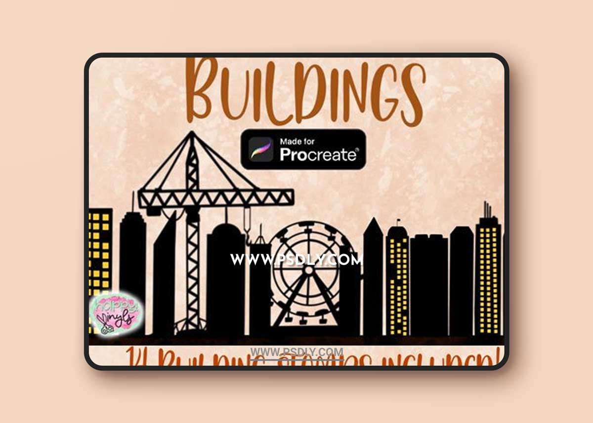 Building Stamps and Window Brushes Pack for Procreate