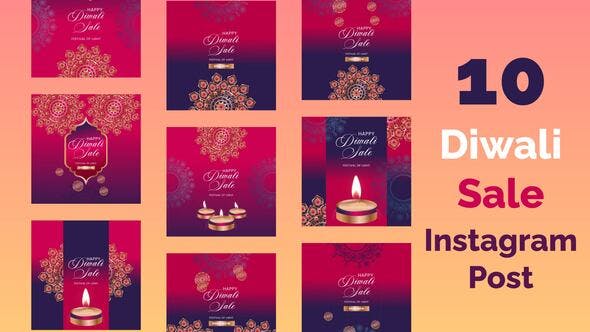 Videohive Diwali Sale Instagram Post Pack 34308766