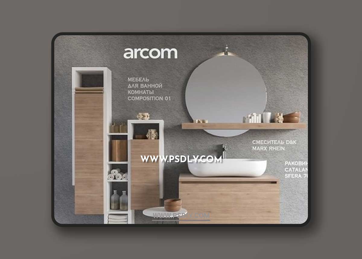 Furniture washbasin SOUL - COMPOSITION 01 + Bathroom Accessories