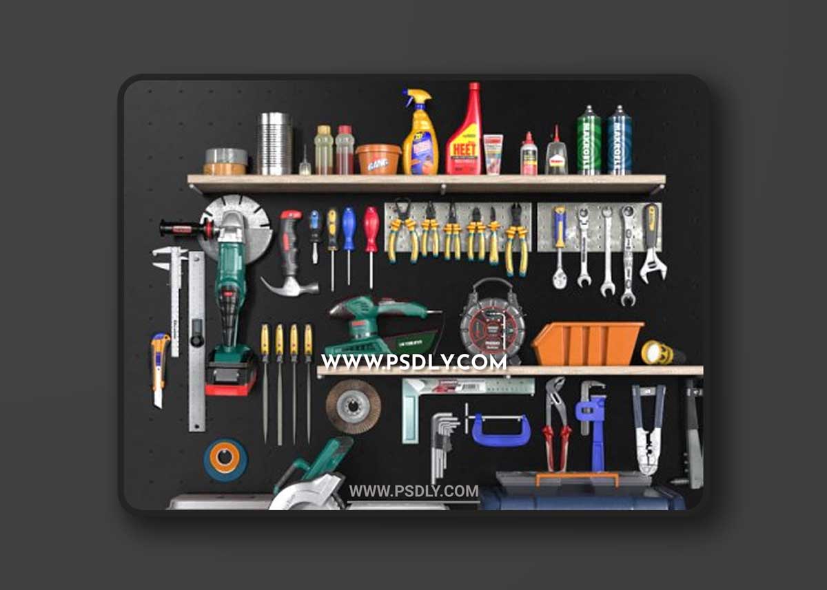Garage tools set 2 3D Models