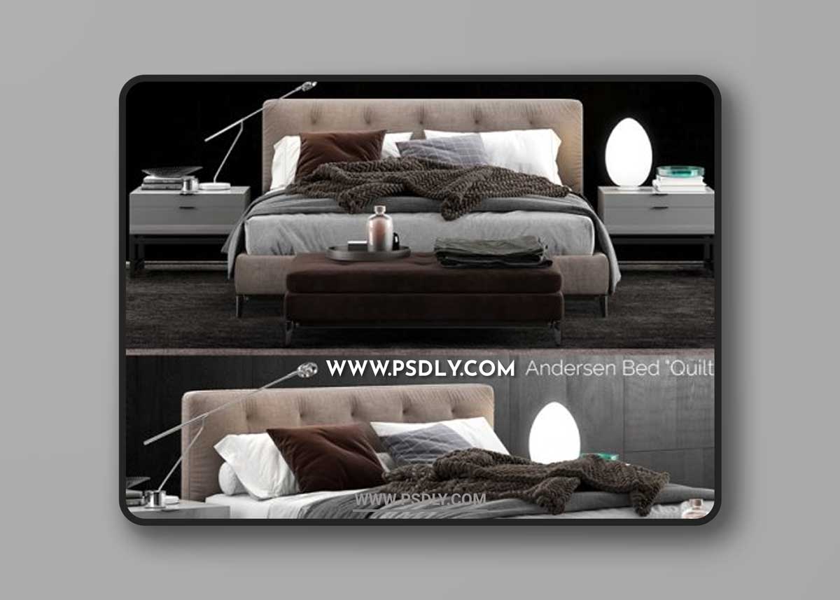 Minotti Andersen Bed Quilt 3D Models