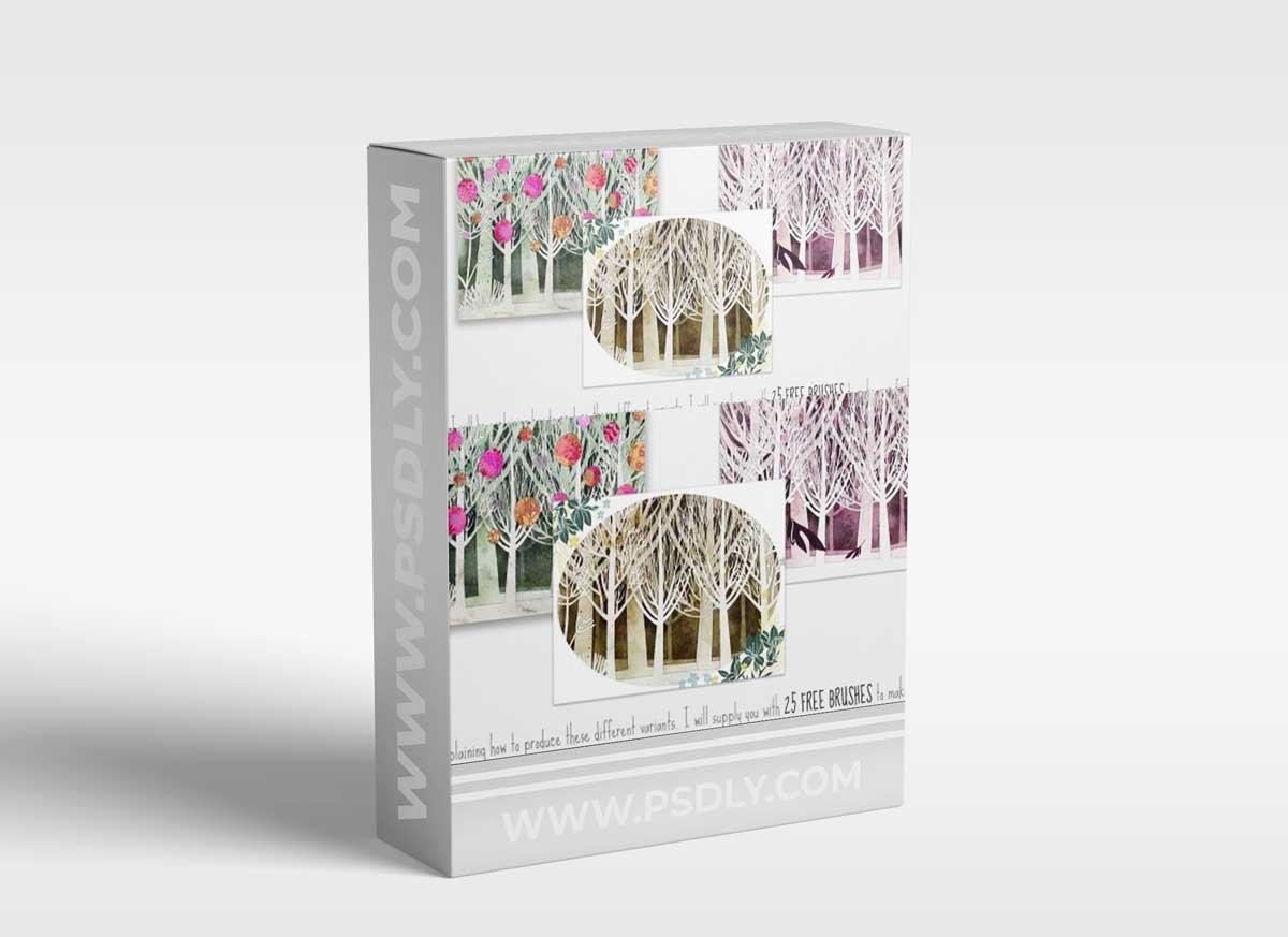 Serene Forest Negative Painting Advanced Composition in Procreate w Free Brushes & Document Set-Up