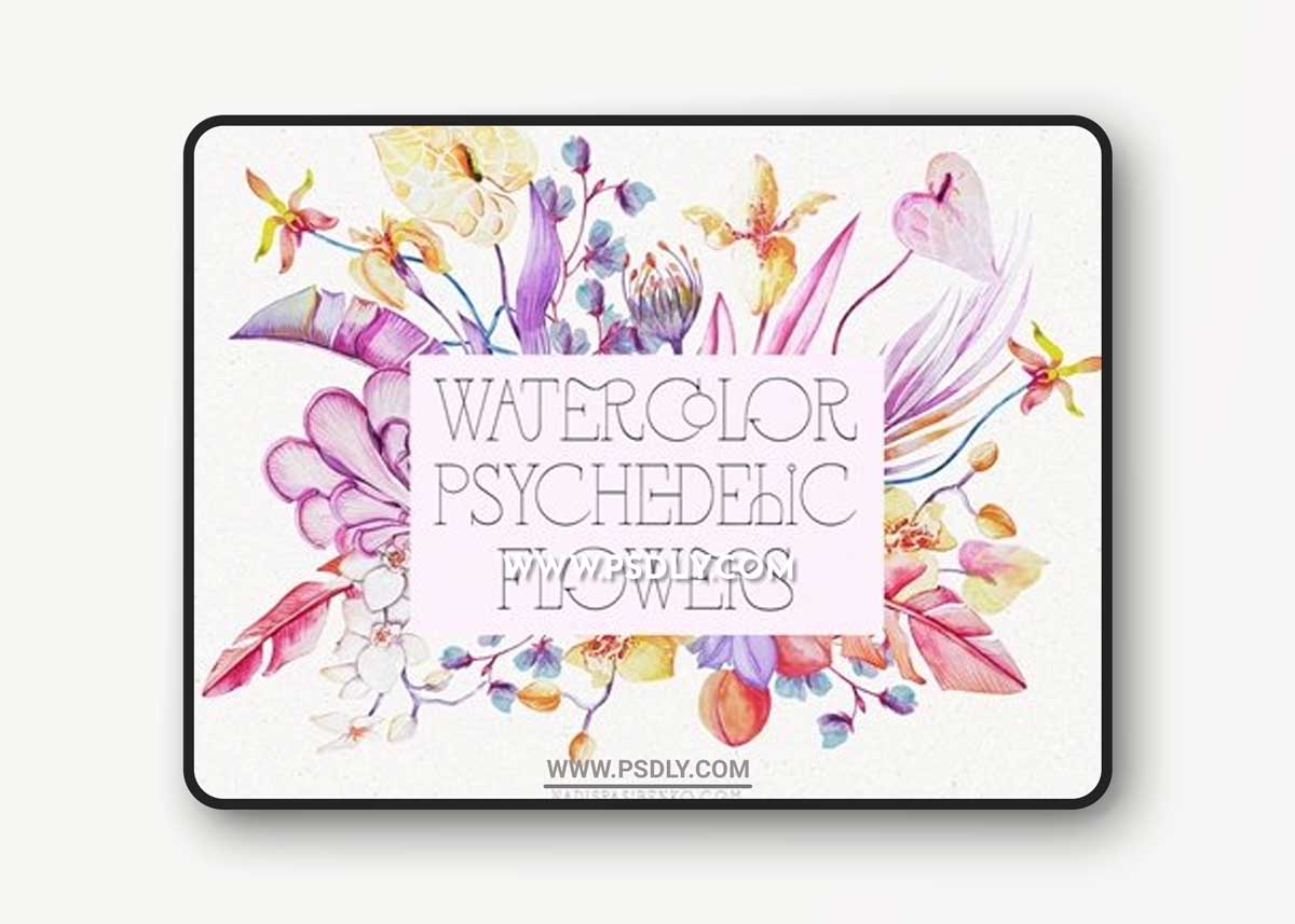 Watercolor Psychedelic FlowersWatercolor Psychedelic Flowers