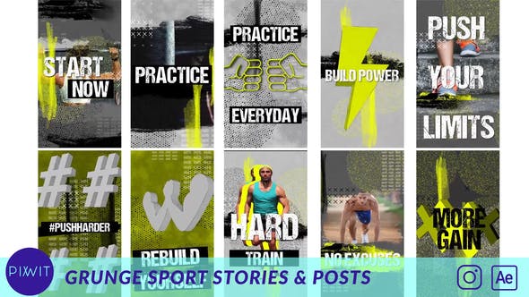 Videohive Grunge Sports Stories & Posts 31501691