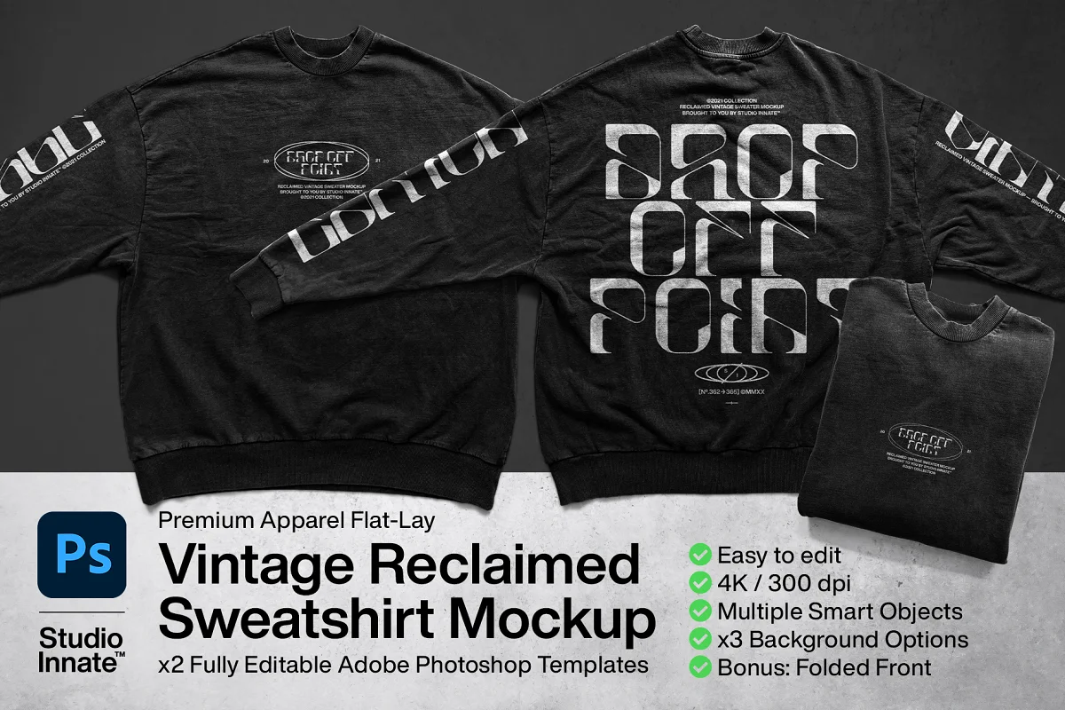 CreativeMarket - Vintage Reclaimed Sweatshirt Mockup 5755542