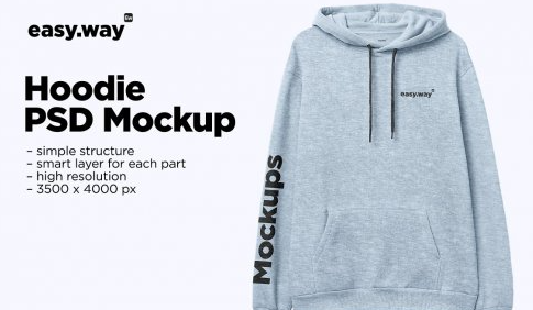 CreativeMarket - Heather Hoodie Front View PSD Mockup 6160806
