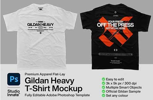 CreativeMarket - 5000 Gildan Heavy - T-Shirt Mockup 5869679