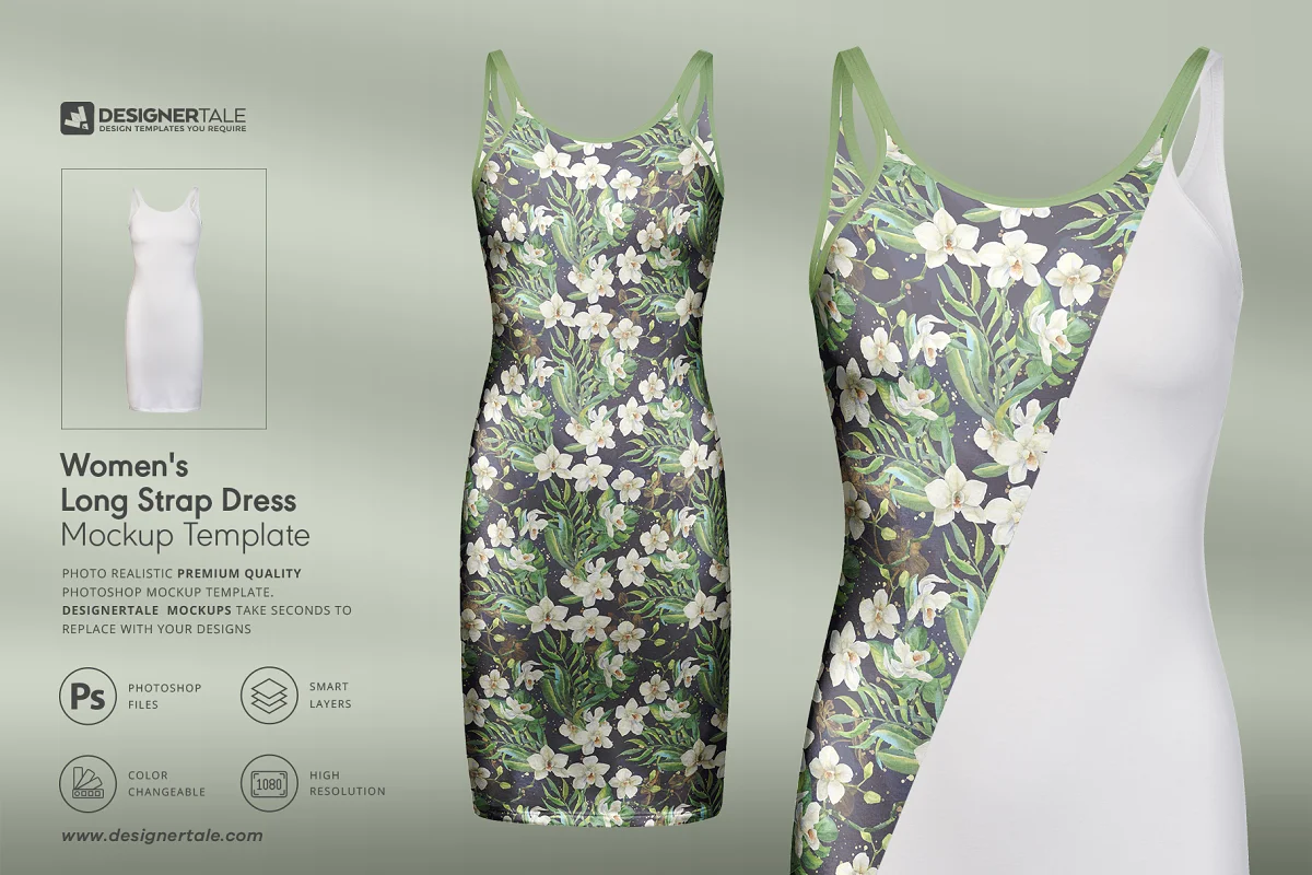 CreativeMarket - Women's Long Strap Dress Mockup 4109441