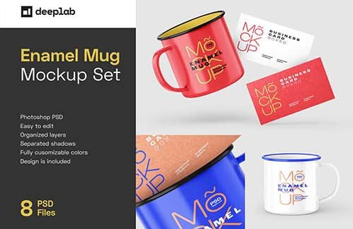CreativeMarket - Enamel Mug Mockup Set 6459205
