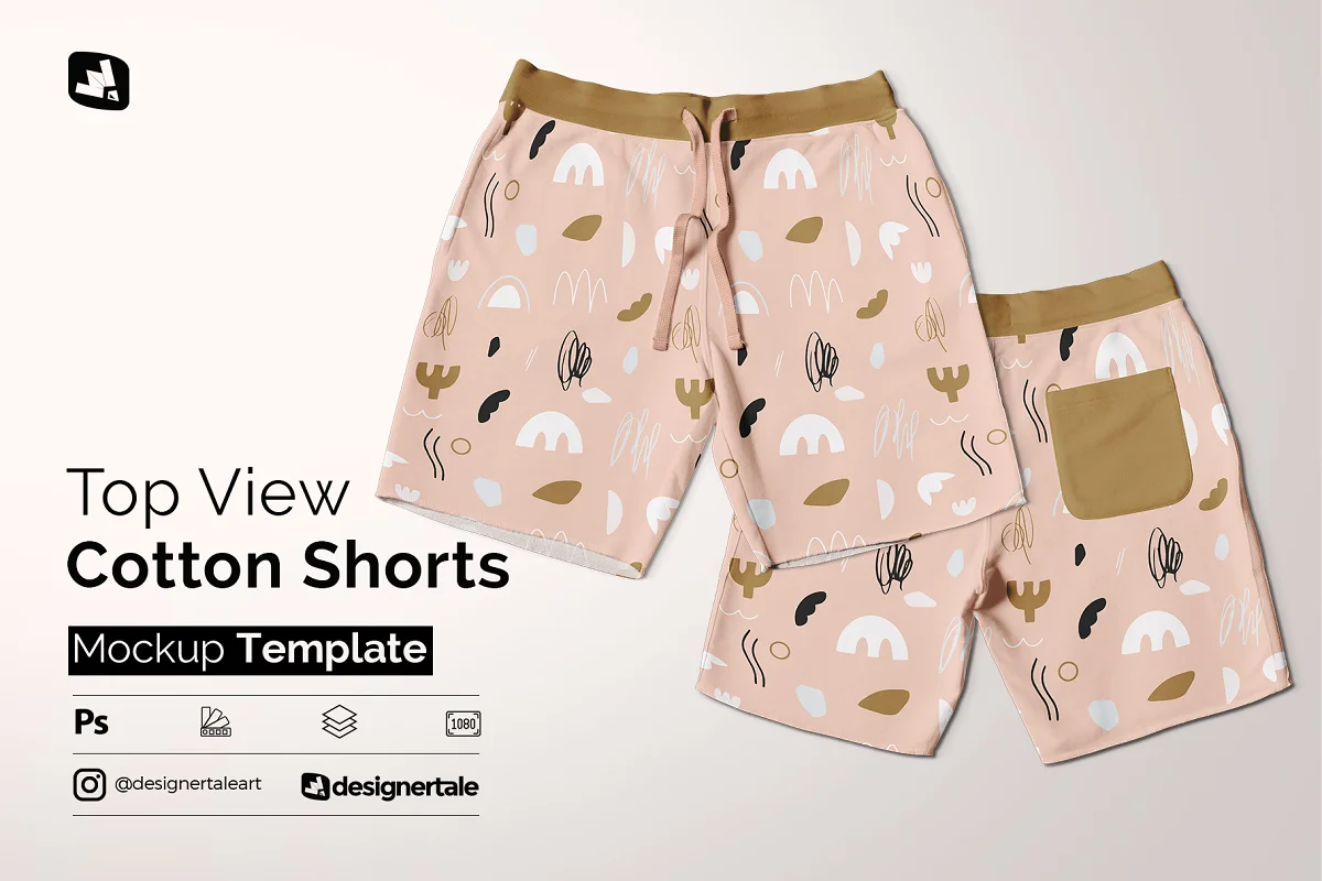 CreativeMarket - Top View Cotton Shorts Mockup 5022216