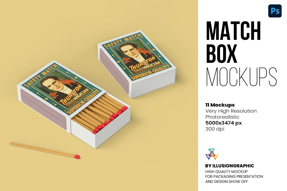 CreativeMarket - Match Box Mockup - 11 views 6426313