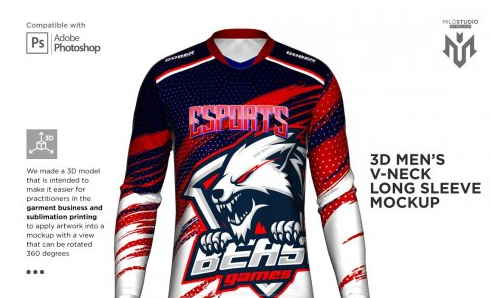 CreativeMarket - 3D Double V Neck Jersey Mockup 6499270