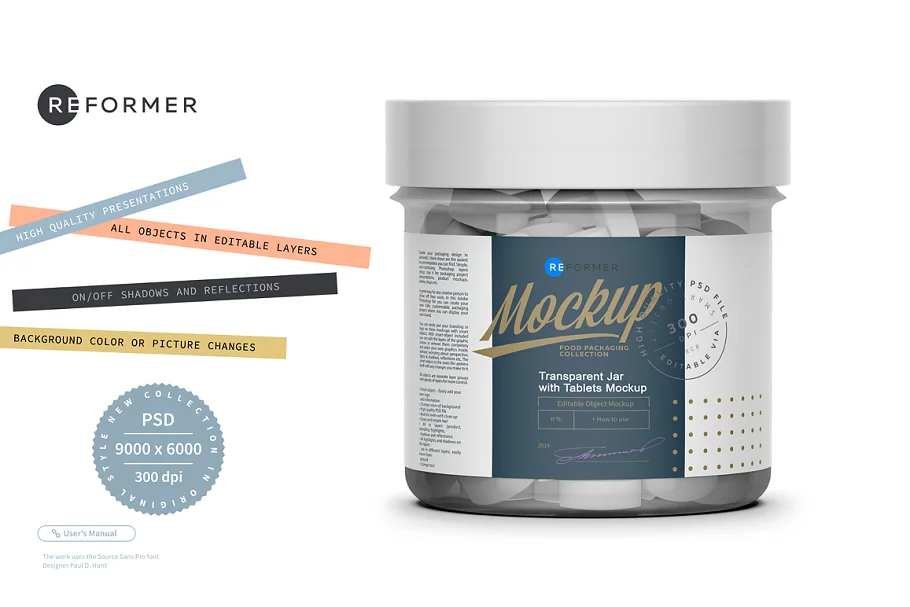 CreativeMarket - Transparent Jar with Tablets Mockup 5612998