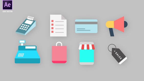 Videohive Shopping Icons Pack 34094929