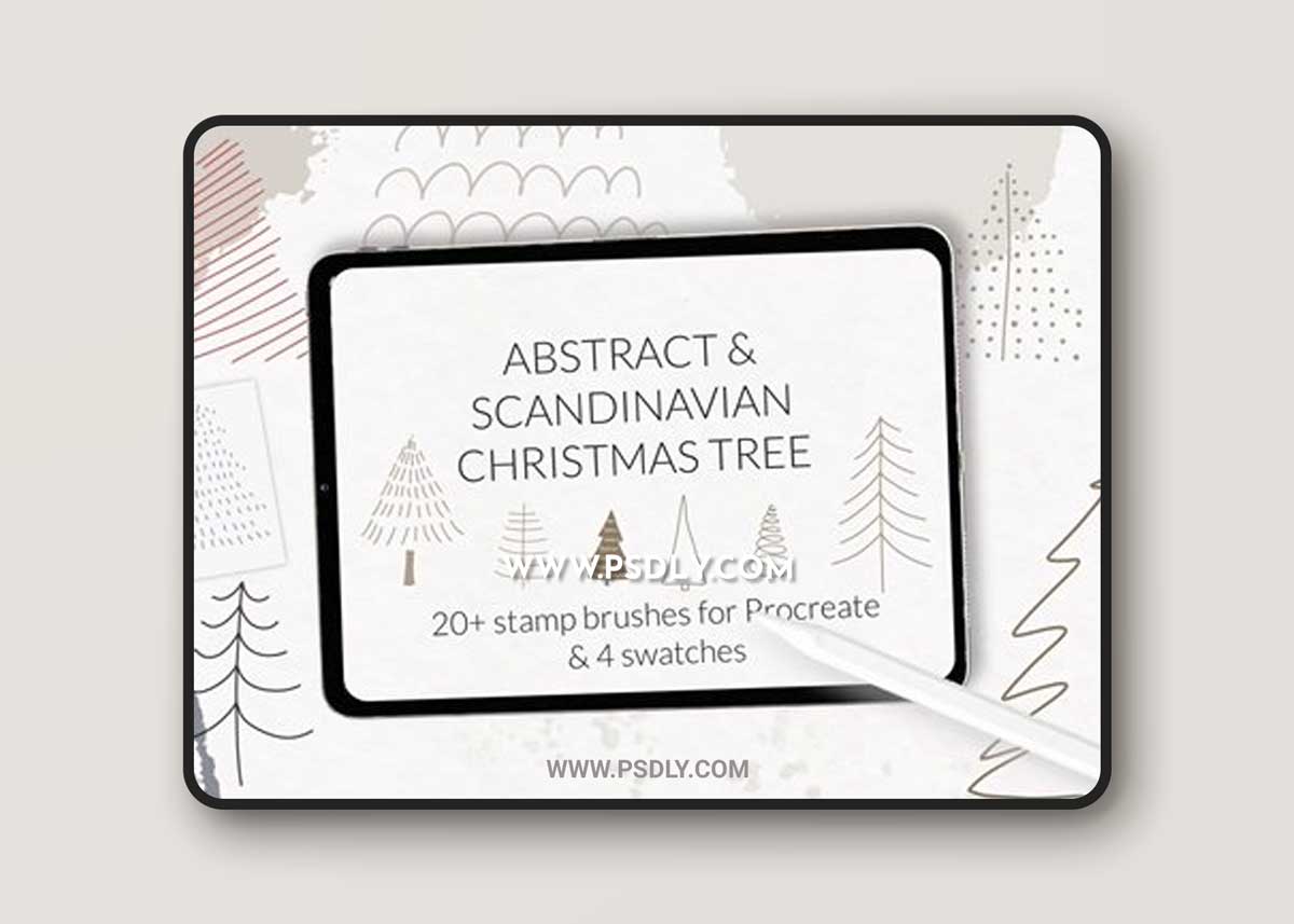 Abstract dsacndinavian Christmas tree stamps