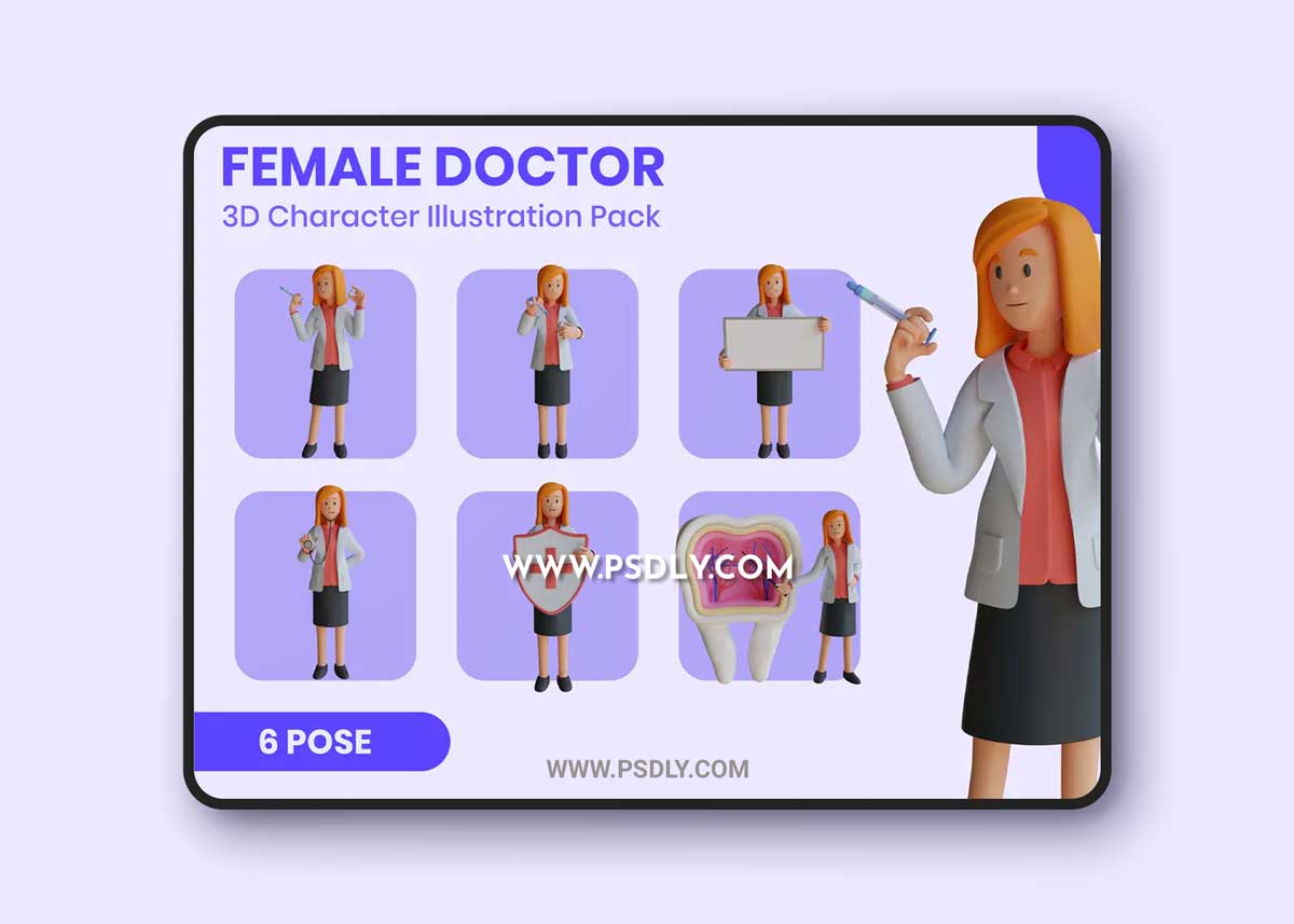 Female Doctor 3D Mascot Character