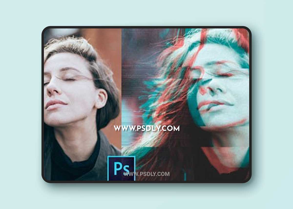 Glitch PSD Photo Effects for Photoshop + Tutorial
