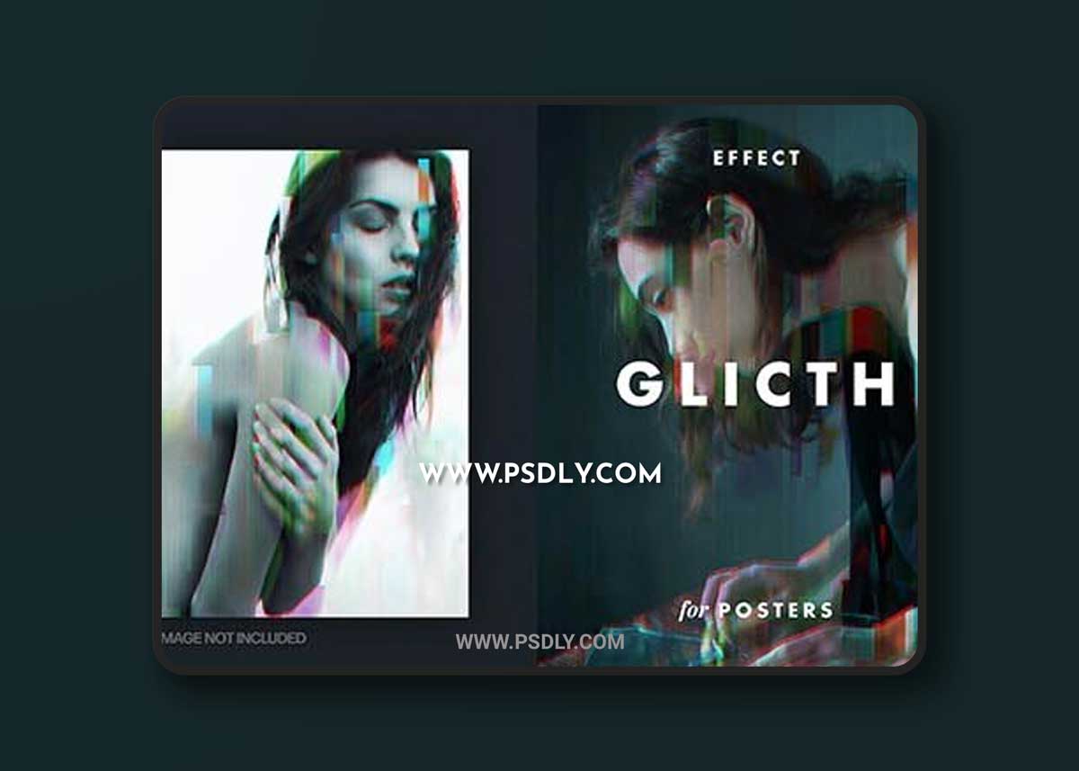 Glitch noise photo effect for poster format