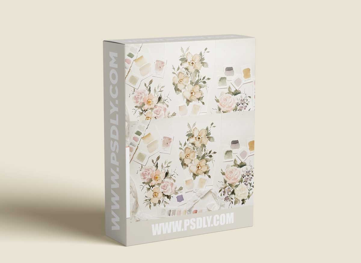 Pastel Flowers in Vintage Watercolor