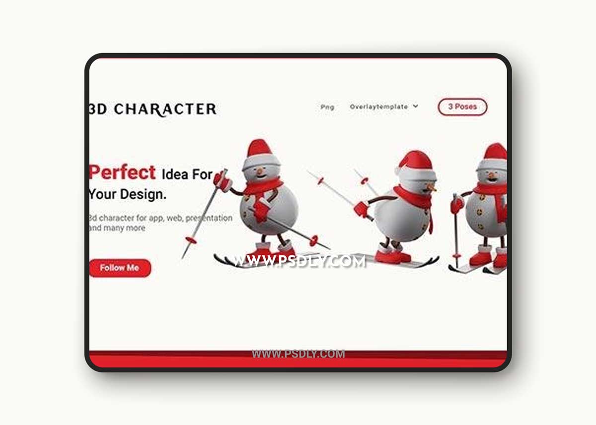 Winter 3D Snowman Cartoon Character Set
