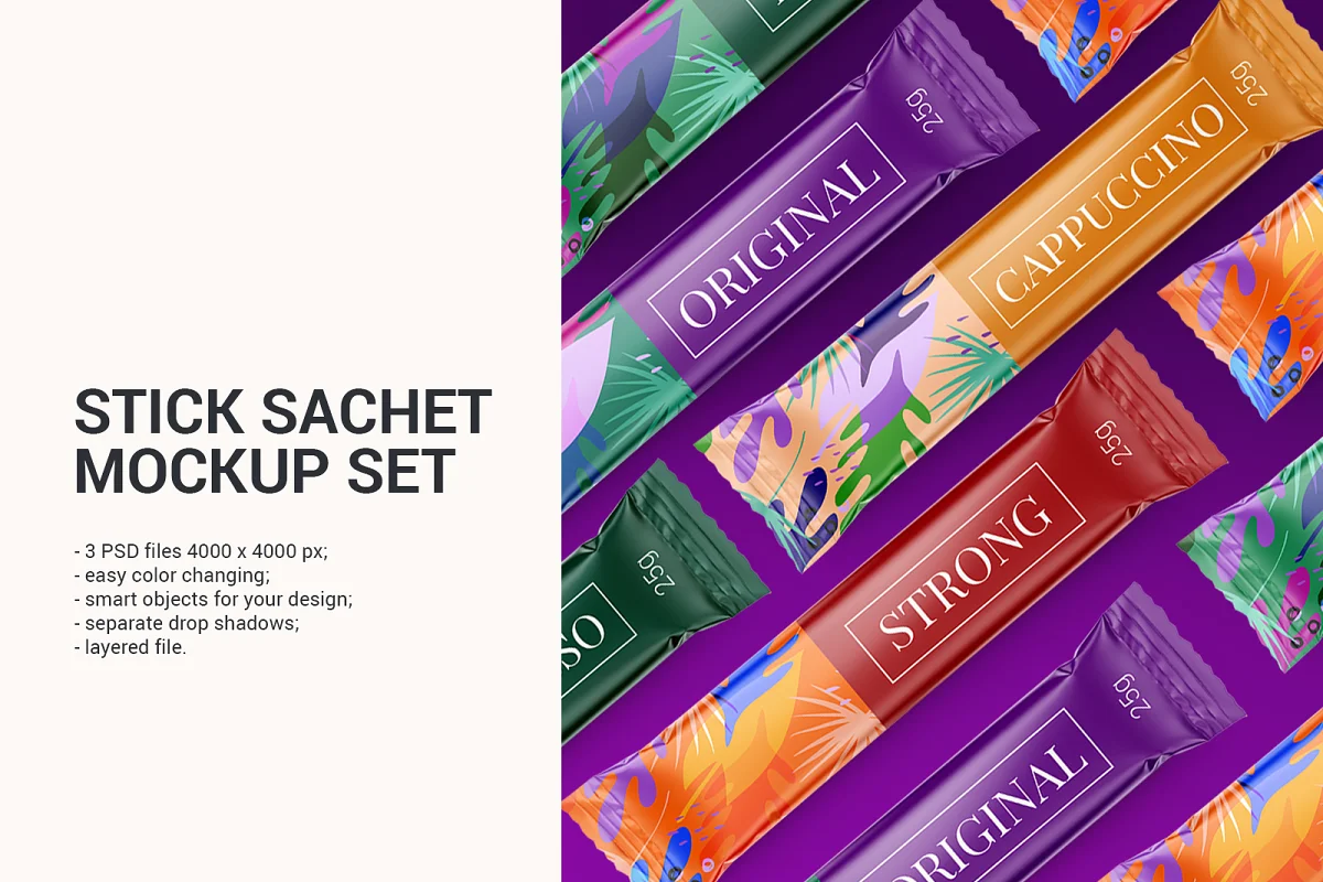 CreativeMarket - Stick sachet set mockup 5916349