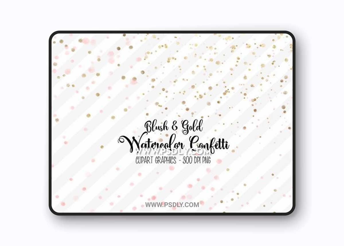 Blush and Gold Watercolor Confetti