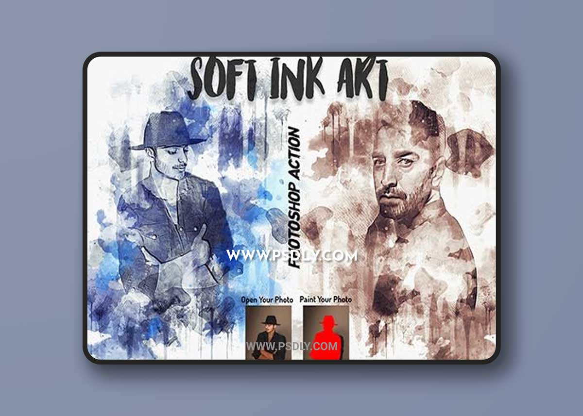 CreativeMarket - Soft Ink Art Photoshop Action 6693649