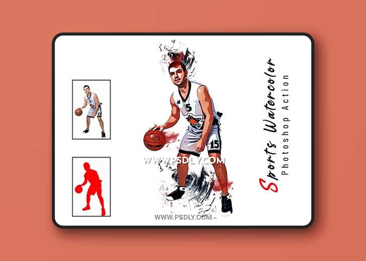 CreativeMarket - Sports Watercolor Photoshop Action 6725657