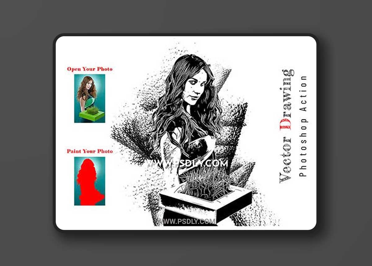 CreativeMarket - Vector Drawing Photoshop Action 6724248