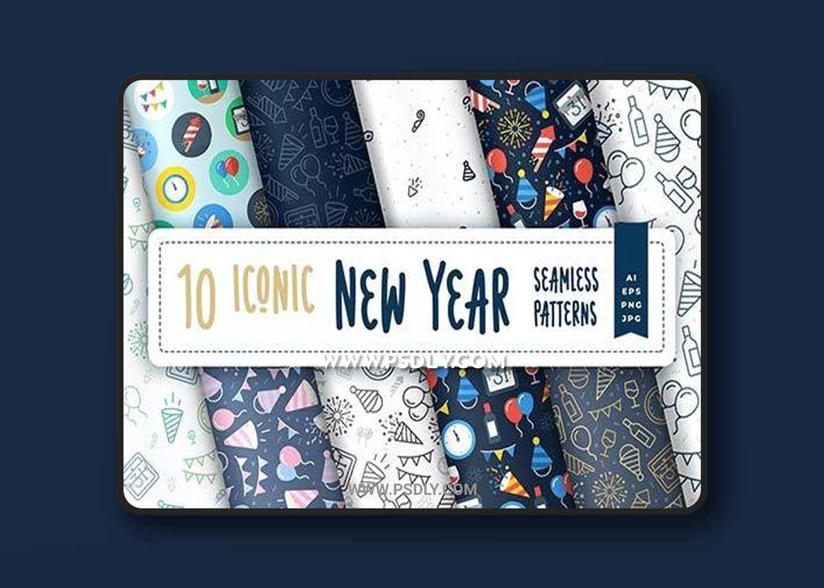 Iconic New Year Seamless Pattern