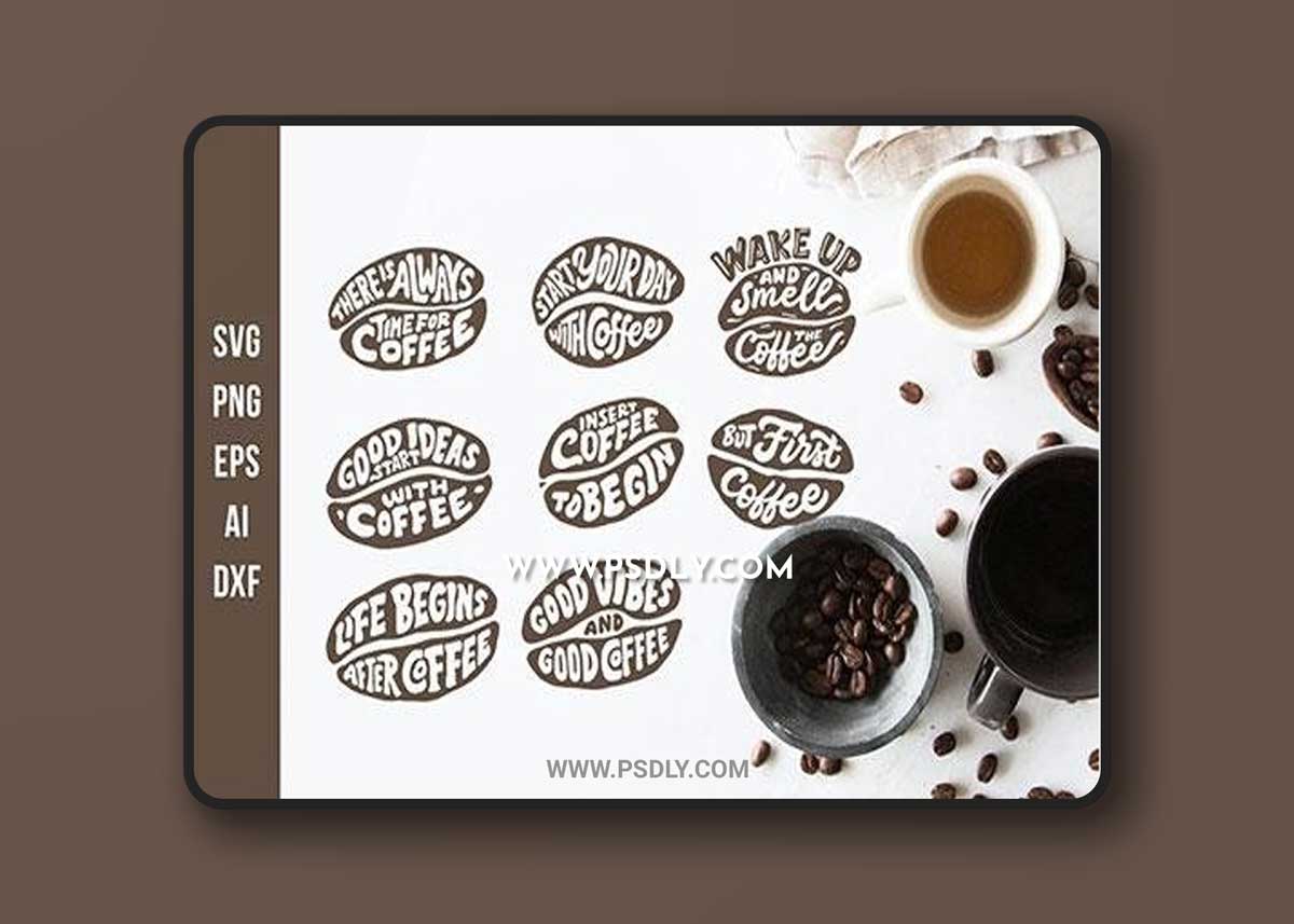 Lettering Quotes in the Coffee Beans Shape SVG Cut