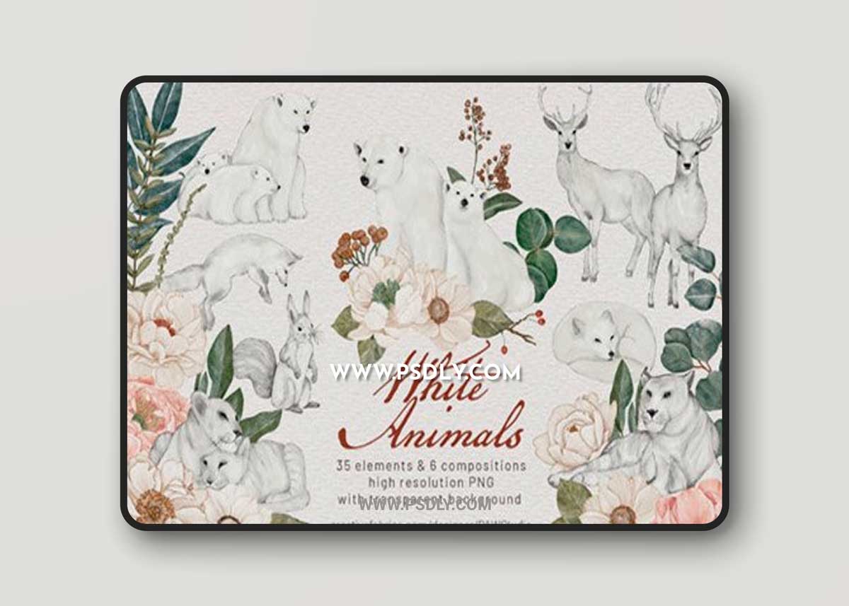 Wild Animals Watercolor Clipart Flowers 21530057