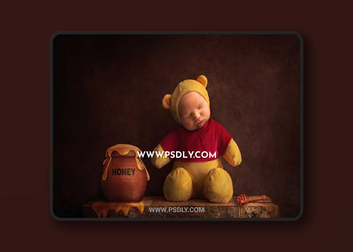 Winnie the pooh - Newborn Digital Backdrop